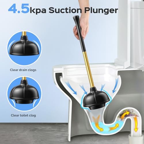 HAMITOR Toilet Plunger and Brush Set: 2 in 1 Stainless Steel Combo - Image 5