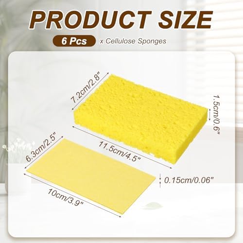 uxcell 6Pcs Cellulose Sponges, Square Kitchen Clean Sponges Non-Scratch - Image 2
