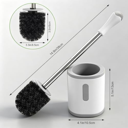 AONEZ Compact Toilet Brush & Holder, Stainless Steel Handle, Space Saving - Image 2
