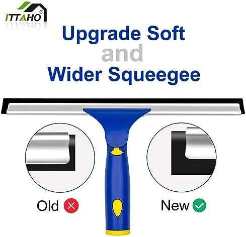 Window Squeegee with Extension Pole, Separate 12" Squeegee & 11" Microfiber - Image 5