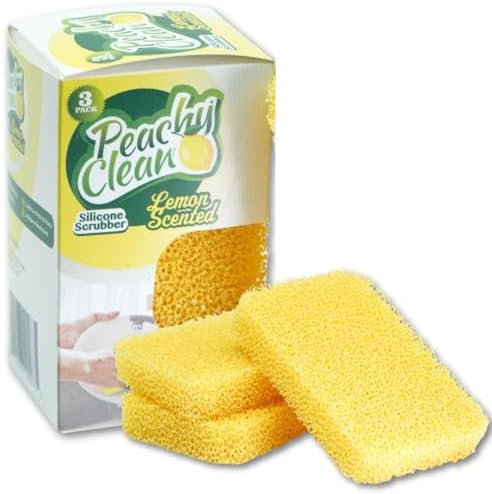Peachy Clean Kitchen Dish Sponge & Scrubbers, Fresh Lemon Scent, Non-Scratch by PeachyClean