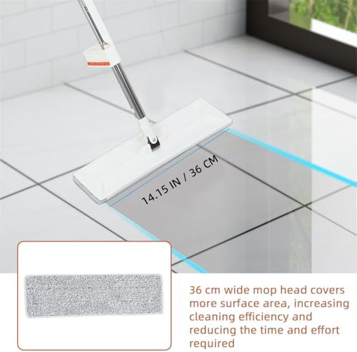 Microfiber Flat Mop with 2 Reusable Pads, 50 Inch Adjustable Self Wringing - Image 2