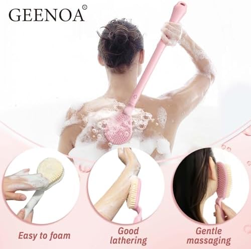 Back Scrubber for Shower & Silicone Bath Glove Set, 19’’ Detachable Long Handle - Image 6