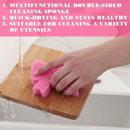 Tioncy 12 Pack Pink Bow Sponges Dual Sided Non Scratch - Image 5