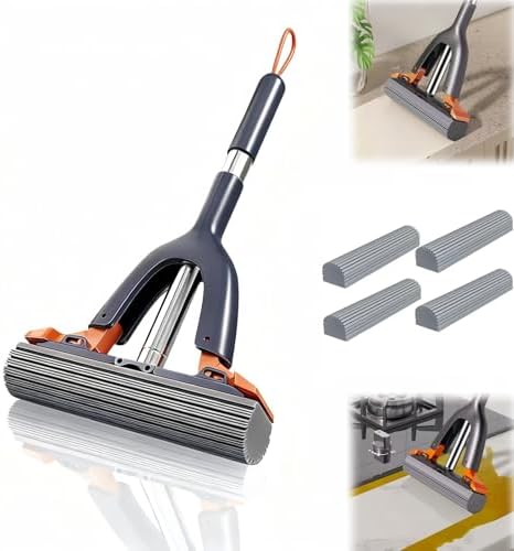 Portable Self-Squeeze Cleaning Mop, Lazy Tabletop mop and Stainless Steel by Unknown