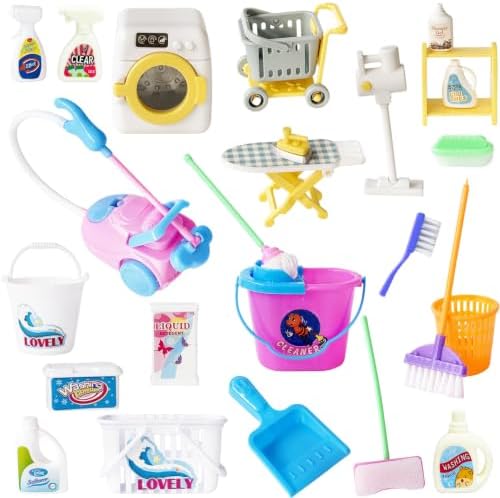 25 Pcs Miniature Doll Housework Cleaning Supplies Dollhouse Accessories by Baaxxango