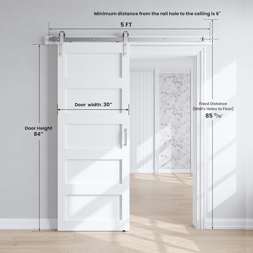 SMARTSTANDARD 30x84 inch White Barn Door - Image 3