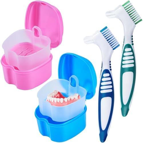 KISEER 2 Pack Denture Bath Case Cup Box Holder Storage Container by KISEER