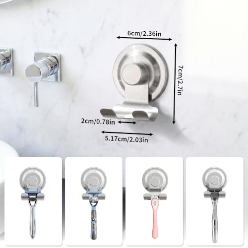 Taozun 2 Pack Razor Holder for Shower, Suction Cup Hooks for Towel - Image 5