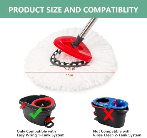5 Pack O-Cedar Spin Mop Head Replacements, 100% Microfiber, Compatible - Image 2