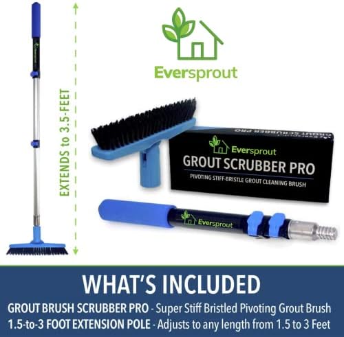 EVERSPROUT 1.5-to-3 Foot Grout Brush Scrubber Pro w/Long Handle Pole | Stiff - Image 5