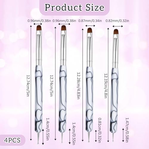 4pcs French Gel Nail Art Brush Acrylic Two Way Nail Art Brush - Image 2