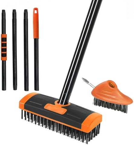 3 in 1 Scrub Brush with Long Handle – Your All-Purpose Deck Brush, Weeding Tool by BSMstonehouseholdsupplies
