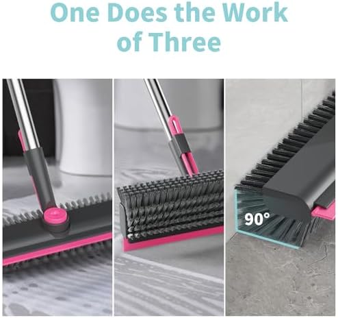 AIR U+ Floor Scrub Brush with Long Handle, 3-in-1 Rotating Head & Squeegee - Image 3