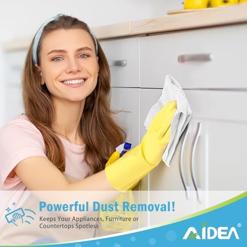 AIDEA White Microfiber Cleaning Cloth-12PK, Cleaning Rags 12"x 12" Reusable - Image 4