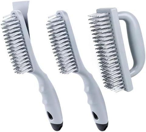 Stainless Steel Wire Brush Set 3Pcs, 6.9" x 2.6" Size Block Brush by andounier
