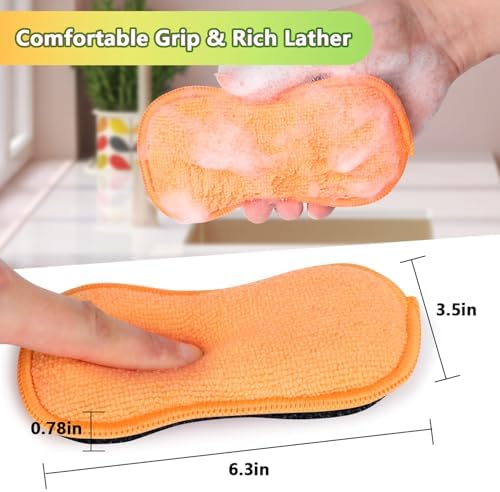 GLIMGLINT 12 Pack Dish Sponges Kitchen, Non-Scratch Microfiber Sponges - Image 6