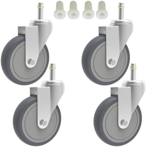 RILIDRI 4-Inch Swivel Stem Caster, 7/16-Inch Stem Diameter Rubber Wheel by RILIDRI