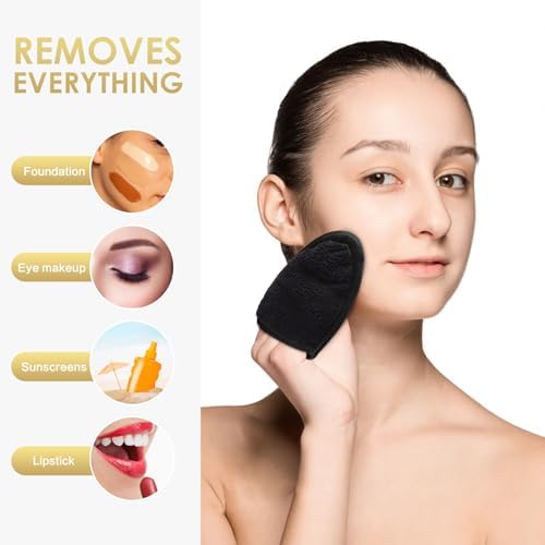 SINLAND Reusable Makeup Remover Pads Black 12 Pack - Image 4