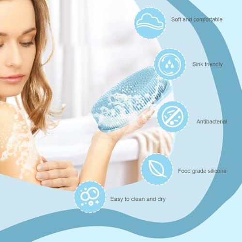 Soft Silicone Body Scrubber 3 PCS Silicone Body Shower, Silicone Loofah 2 in 1 - Image 6