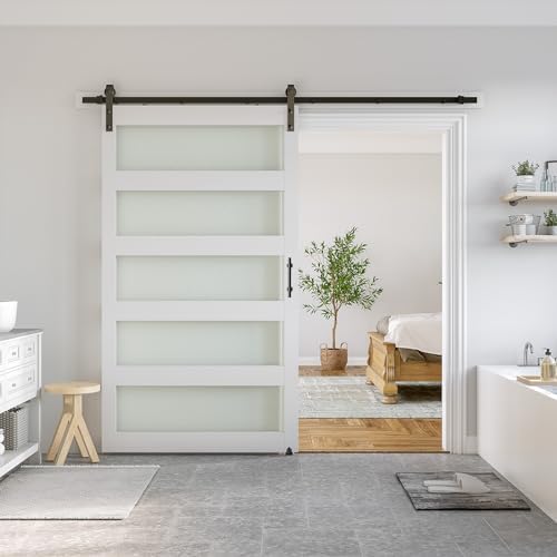 SMARTSTANDARD 48 x 84 in Glass Barn Door by SMARTSTANDARD