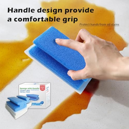 Magic Sponge with Handle | 2Reusable Handle+10Refill Pads | Multi-Use Clean - Image 5