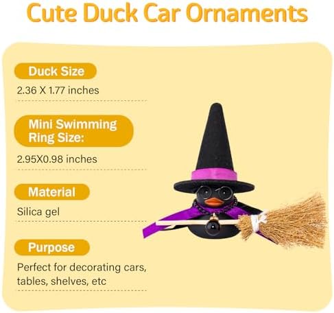 wonuu Car Rubber Duck Halloween Decoration, Magic Hat - Image 2