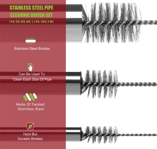 16 in Extra Long Pipe Cleaning Brush Set Stainless Steel Bristles - Image 4