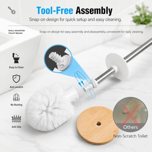 Toilet Bowl Brush and Holder Set, Shatterproof Ceramic-Look Base & Odor-Locking - Image 4