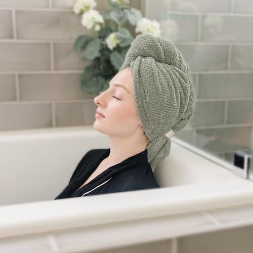 ROLSHOL 2-Pack Large Microfiber Hair Towel Wraps - Image 4