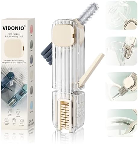 VIDONIO 4 in 1 Cup Lid Gap Cleaning Brush, Mutipurpose Tiny Silicone Cup Holder by VIDONIO