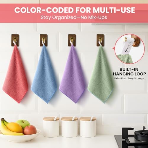 SIFANGKE Microfiber Cleaning Cloth, 12 Pack Assorted Color Cleaning Rags - Image 3