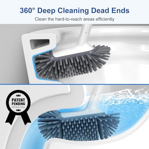 HAMITOR Toilet Bowl Brush Holder Set: 2Pack Deep Cleaning Silicone Toilet - Image 2