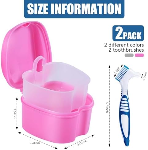 KISEER 2 Pack Denture Bath Case Cup Box Holder Storage Container - Image 2