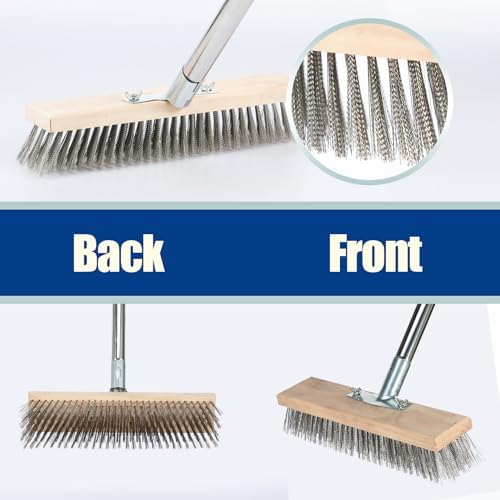 Deck Scrub Brush, Stainless Steel Wire Floor Brush - Image 3