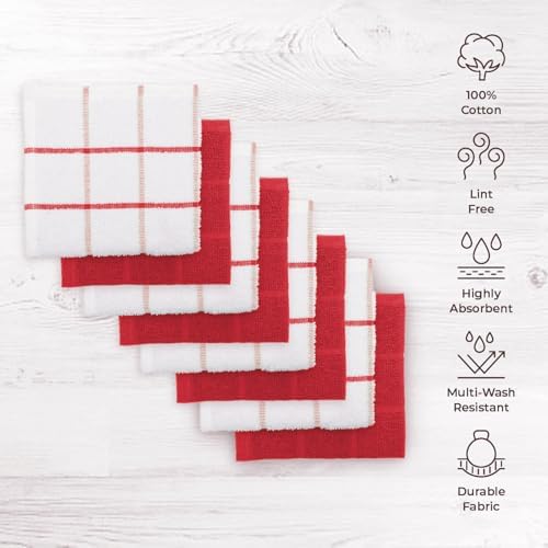 100% Cotton Terry Dish Cloth & Dish Towel, 8 Pack, Super Soft and Absorbent - Image 2