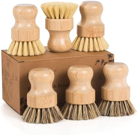 DEBETOOL 6 Pack Bamboo Dish Brush Set by DEBETOOL