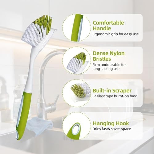 Dish Brush Scrub Brush with Handle - Image 6