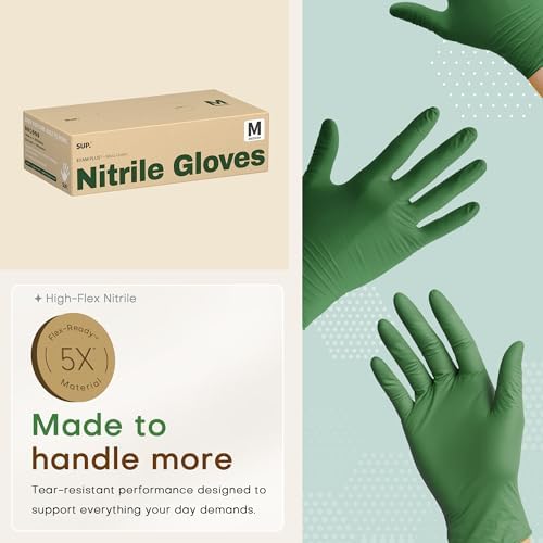 Nitrile+ SUP Exam Plus Gloves, Powder-Free Disposable Moss Green - Image 4