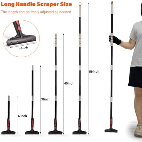 Gomake Extendable Floor Scraper Heavy Duty 6" Wide Razor Blade Scraper Tool - Image 2