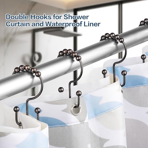 DAWNER Shower Curtain Hooks Rings, Rust Proof Hooks, Metal Easy Glide Double - Image 4