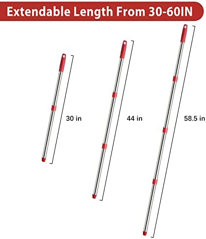 4-Section Spin Mop Replacement Handle- 2.5-5 Foot Mop Replacement Stick Only - Image 2