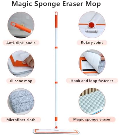 Magic Sponge Eraser Mop, 2 Microfiber, 3 Sponge Pad - Image 6