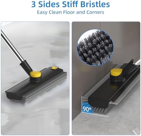 Floor Scrub Brush with Long Handle, 3 in 1 Scrape and Heavy-Duty Stiff Bristle - Image 3