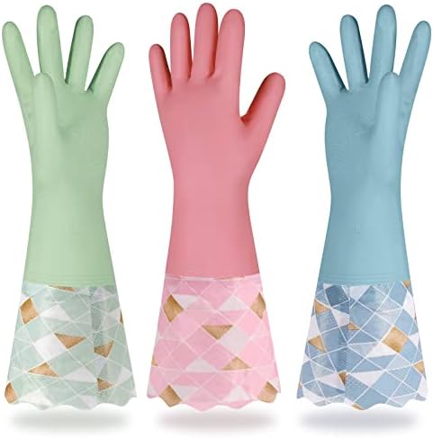 Household Cleaning Gloves 3 Pairs Reusable Dishwashing Gloves Latex Free by Unknown