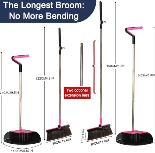 Triangular Indoor Broom and Dustpan Comb Set, 180° Rotating, Soft Bristle Long - Image 2