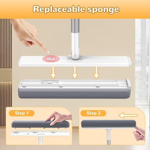 Self-Wringing Sponge Mops for Floor Cleaning, Self-Washing Roller Sponge Mop - Image 3