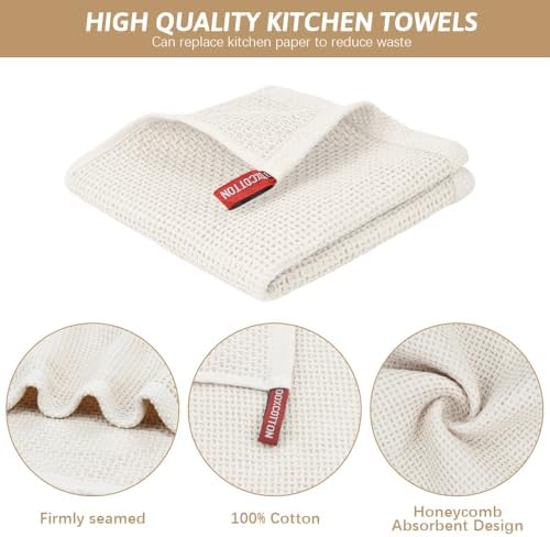 Nialnant 6 Pack Kitchen Towels, 100% Cotton Waffle Weave, 12x12 Inches - Image 3