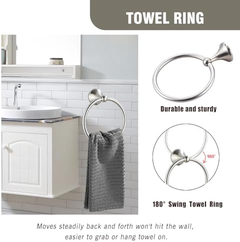 Classic Bathroom Hardware Accessory 4-piece Set, Brushed Nickel - Image 4