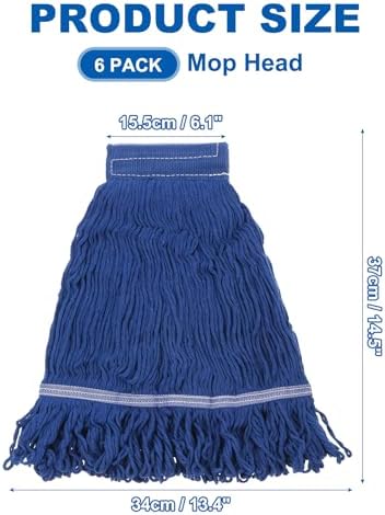 uxcell 6Pcs Commercial Mop Head Replacement, Cotton String Mop Head, Wet - Image 2